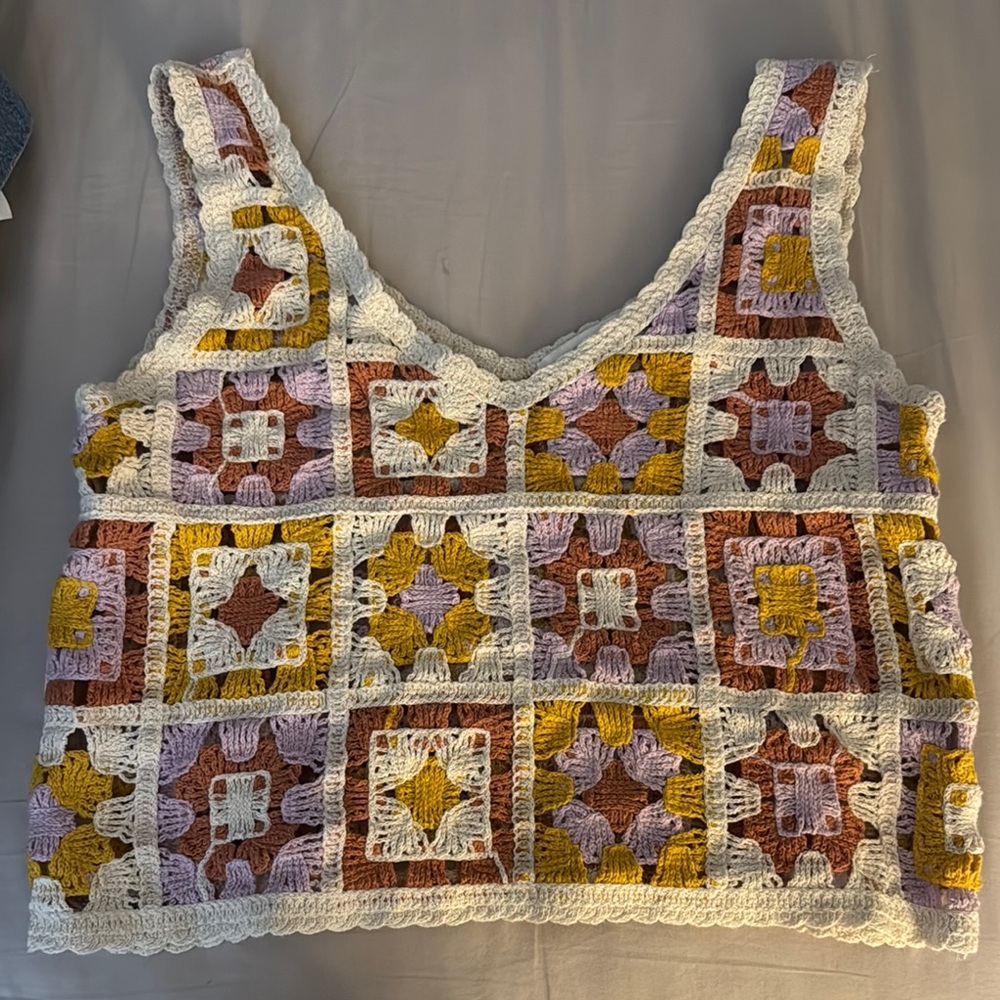 Colorful Crochet Patchwork Women's Top